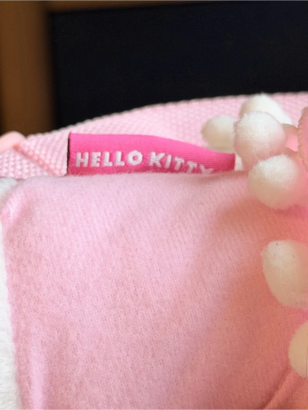 Vintage 2010 Sanrio Hello Kitty White & Pink Plush with Pom-Pom Cape 13“